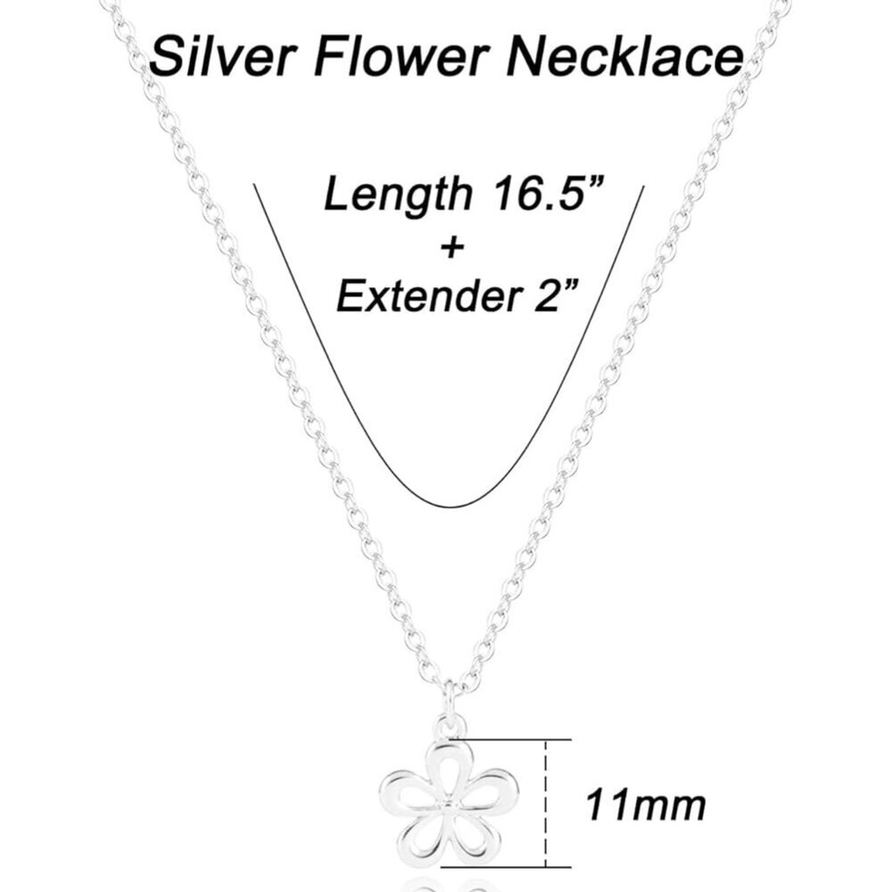Silver Necklace for Women, 14K White Gold Plated Dainty Infinity Bead Star of Da - Picture 6 of 7
